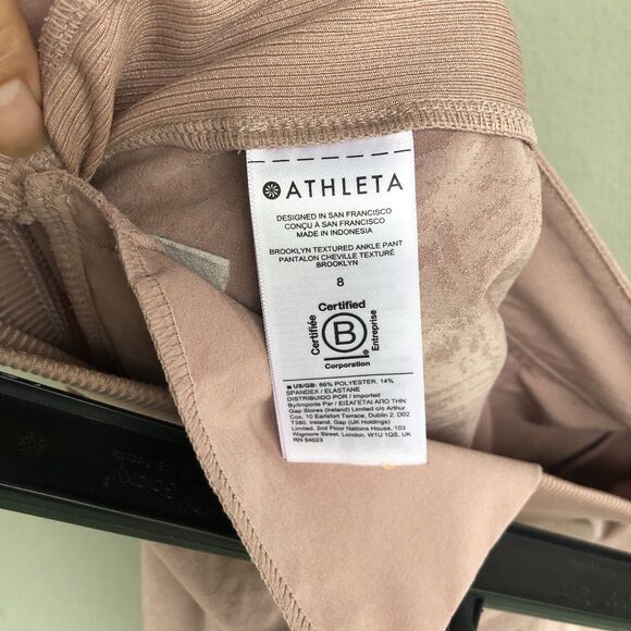 Athleta Textured Brooklyn Jogger Womens 8 Pink Ankle Pants Pockets Travel Casual - Picture 12 of 16